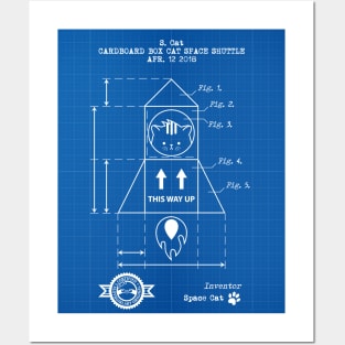 Cat Space Shuttle Blueprint Posters and Art